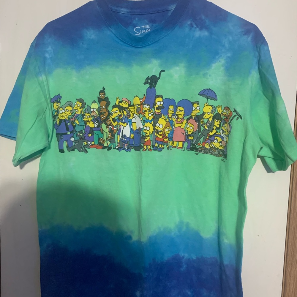 The Simpsons Tie-Dye Short Sleeve Tee - Blue & Green